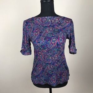 3/$15 Ralph Lauren Paisley Boat Neck Shirt M